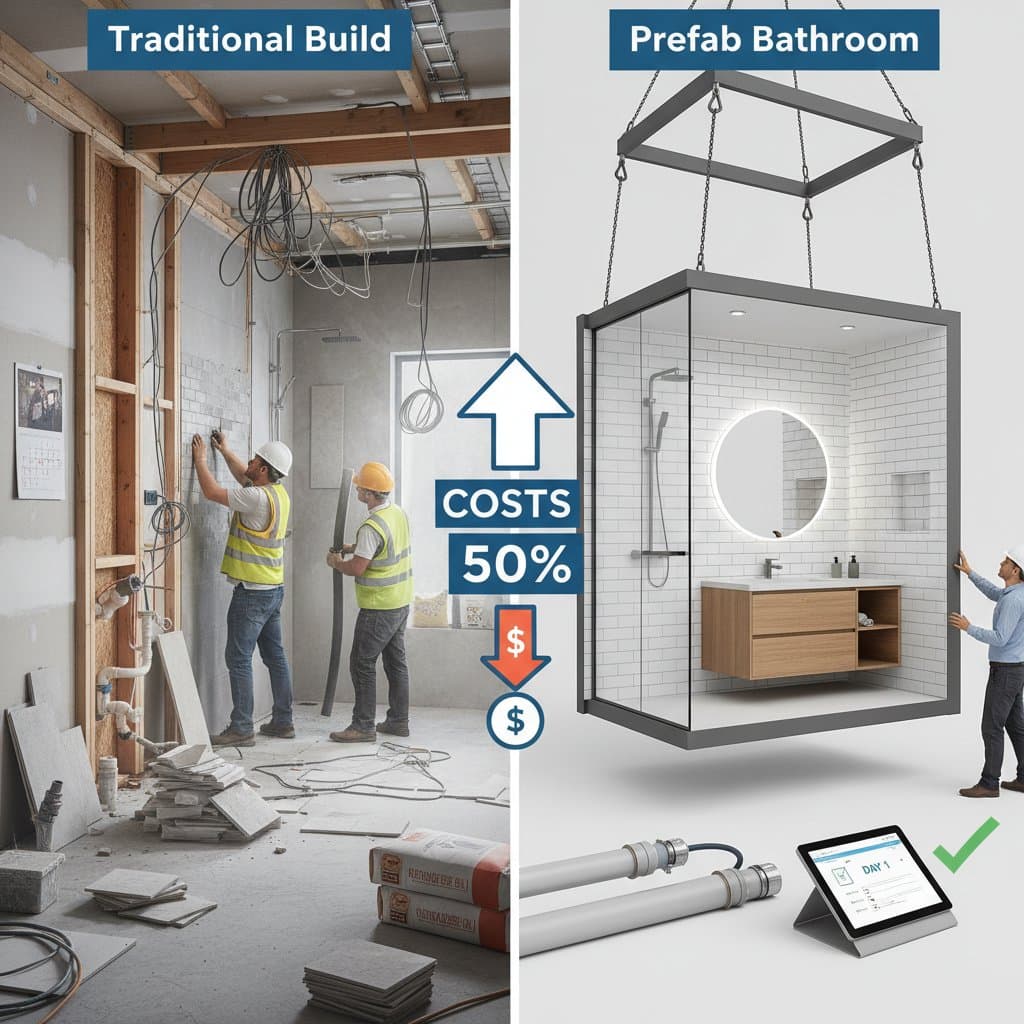 Featured image for Prefab Bathrooms Cut Install Costs by 50%