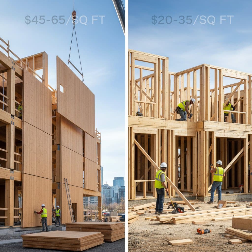 Featured image for Mass Timber Costs $45-65 vs Framing's $20-35 Per Sq Ft
