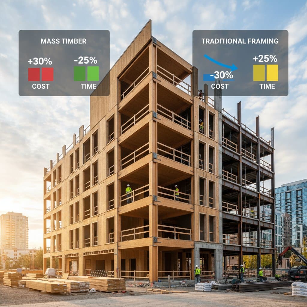 Featured image for Mass Timber Costs 30% More But Builds 25% Faster
