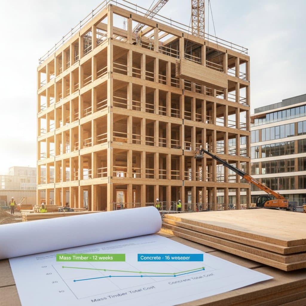 Featured image for Mass Timber Costs 25% Less Time Than Concrete
