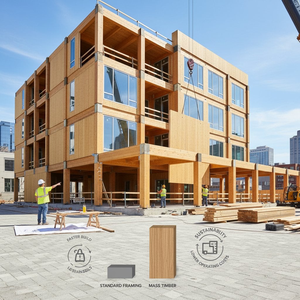 Featured image for Mass Timber Runs 10-20% More Than Standard Framing