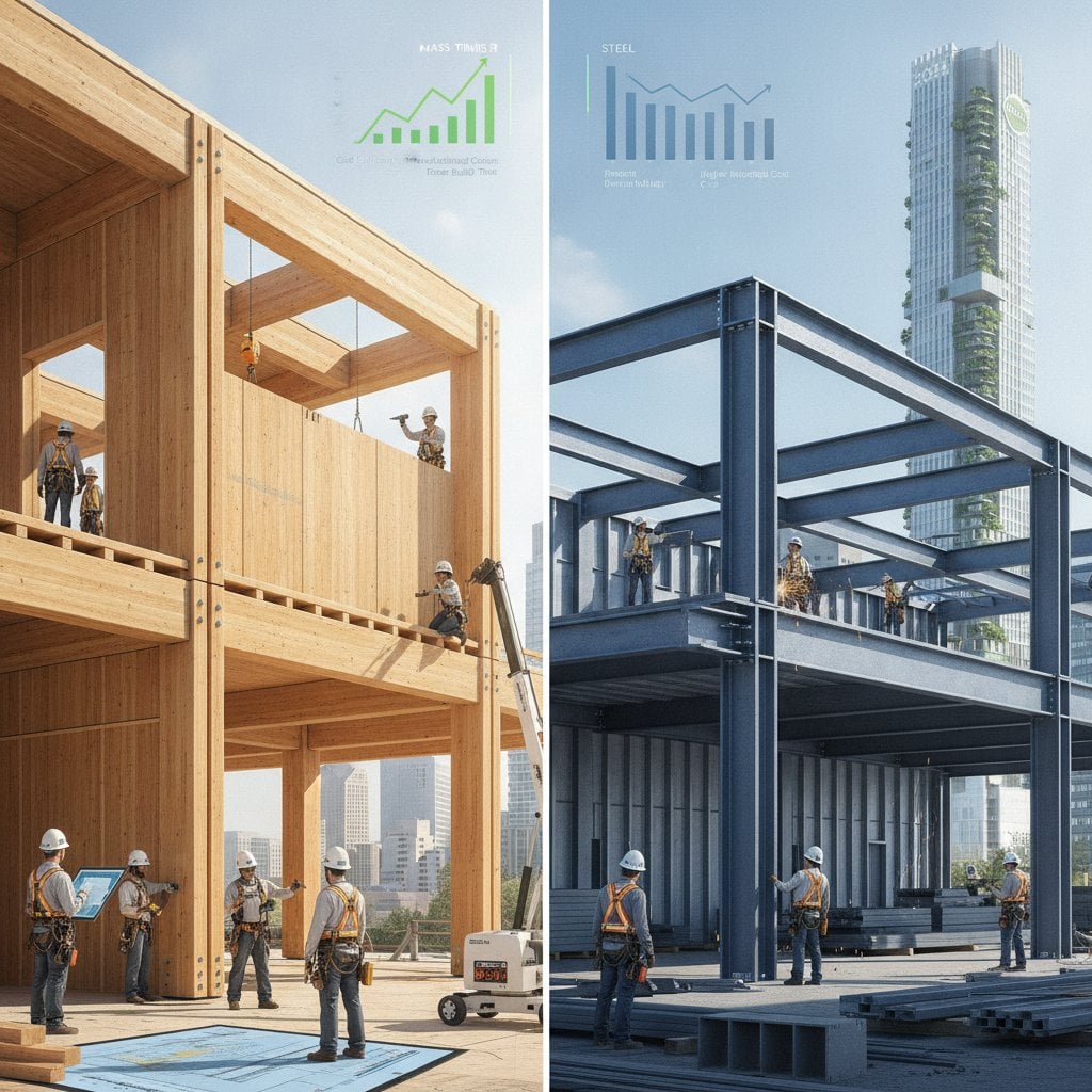 Featured image for Mass Timber vs Steel: What the 2026 Numbers Show