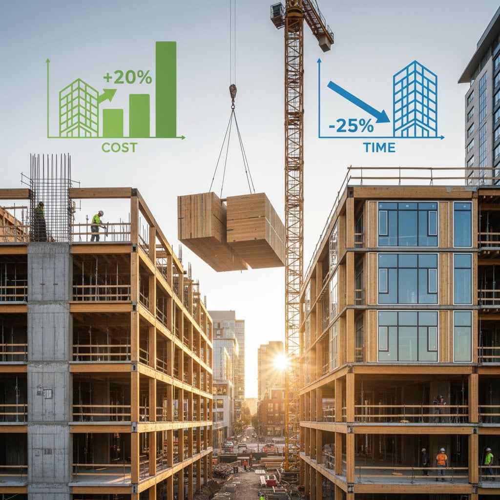 Featured image for Mass Timber Costs 20% More But Builds 25% Faster