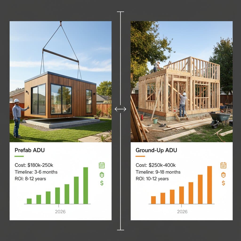Featured image for Prefab ADU vs Ground-Up: 2026 Cost Breakdown